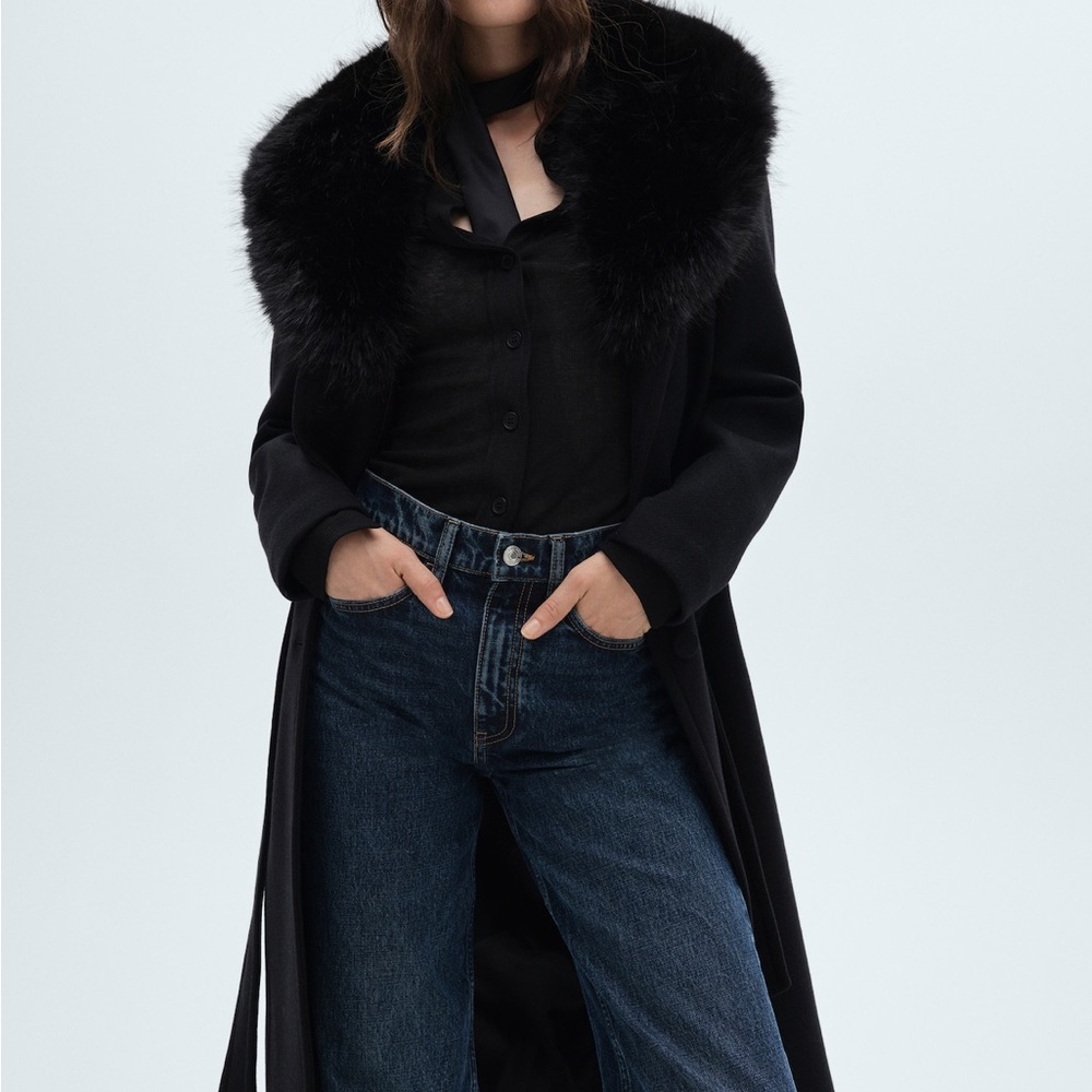 Mango Detachable wool coat with fur-effect collar- Amazing quality piece